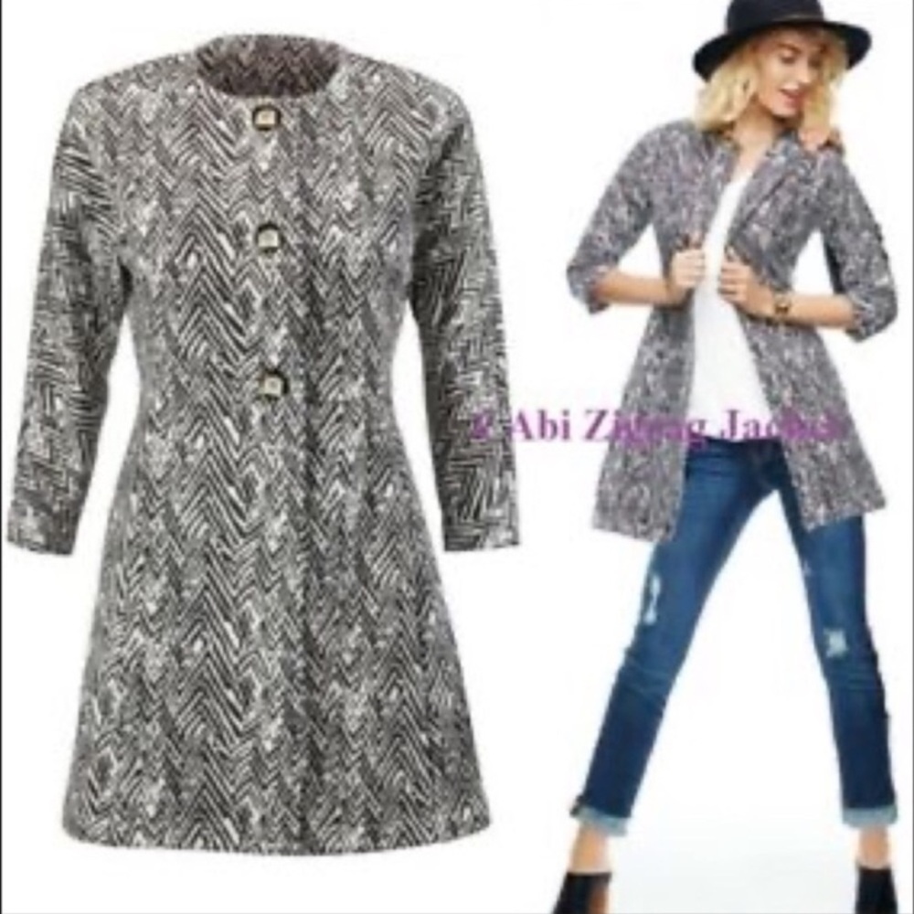 CAbi Black and White Zigzag Jacket